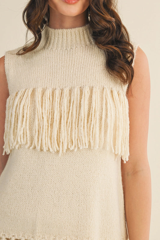 Fringe Sleeveless Sweater Top