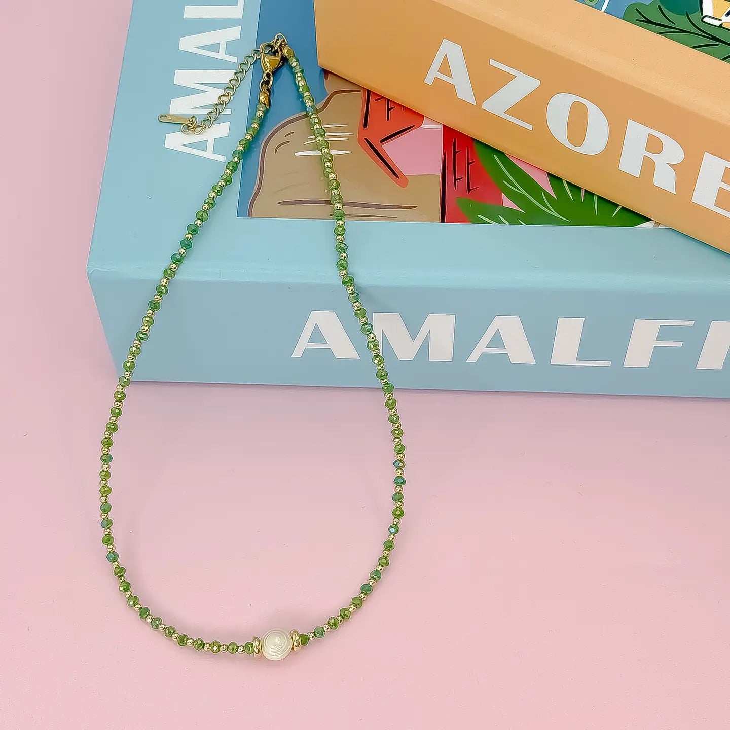 Green Glowy Bean Necklace