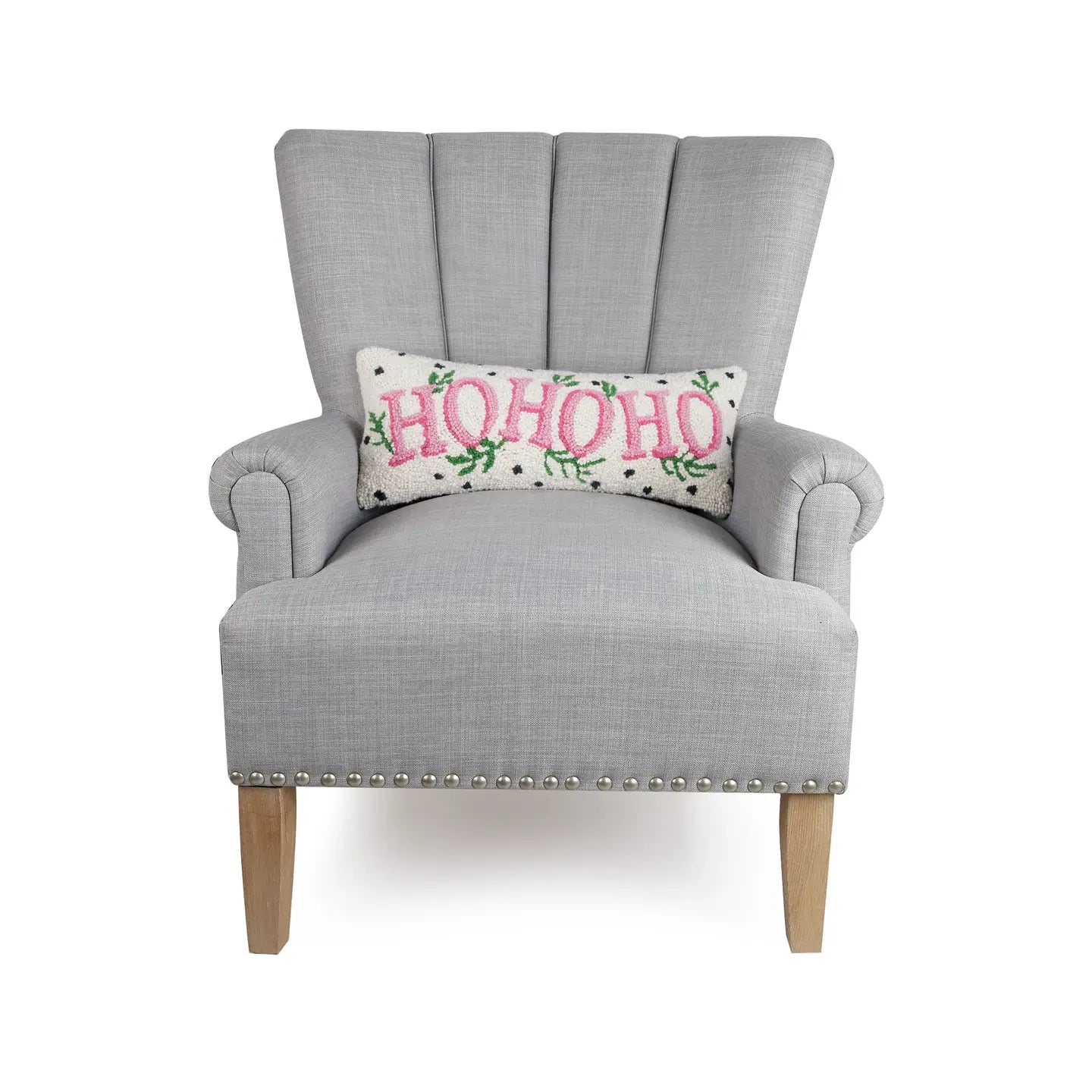 Spotted Holiday Ho Ho Ho Hook Pillow