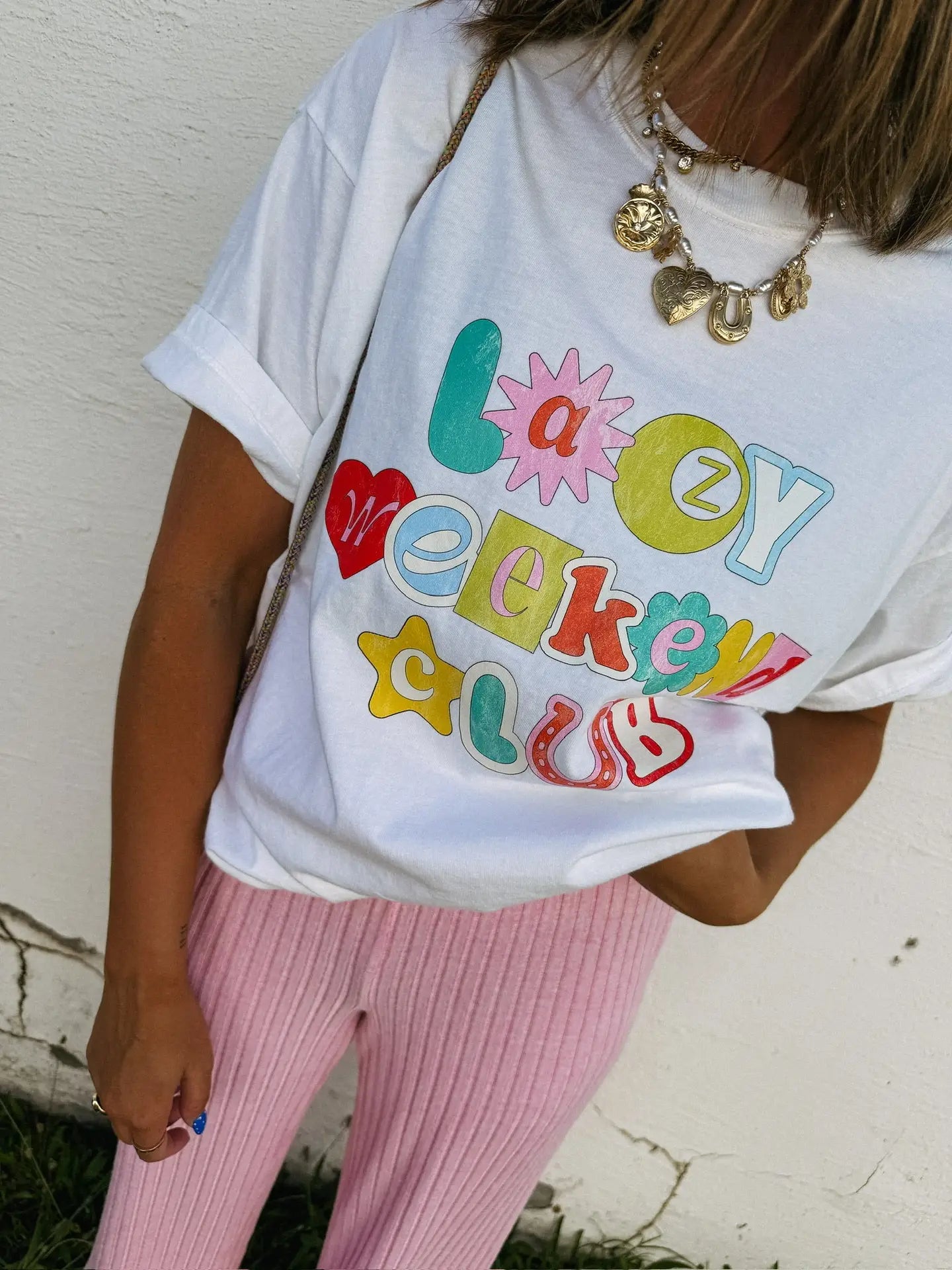 Lazy Weekend Club Graphic Tee - White