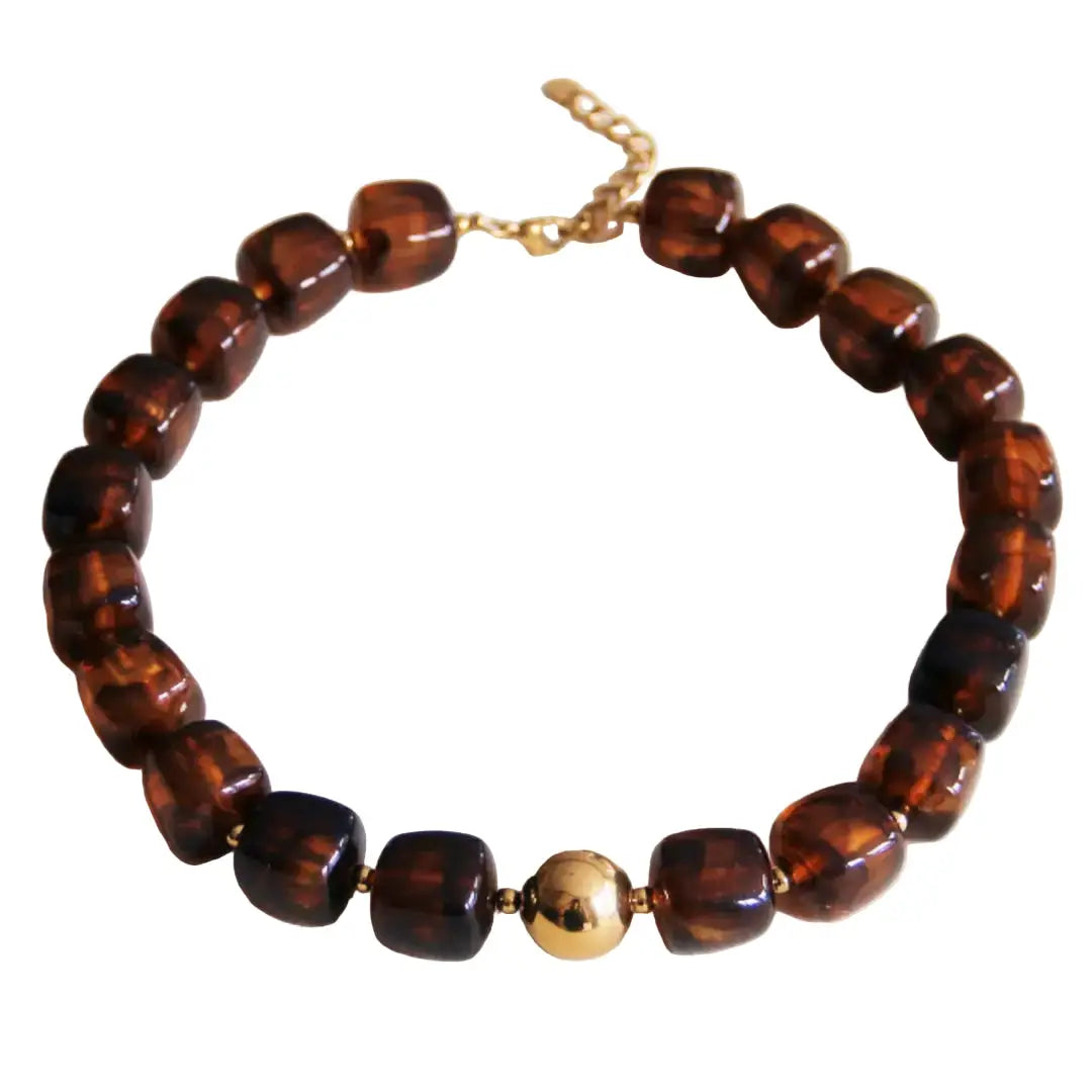 Pebbles Brown Beaded Necklace