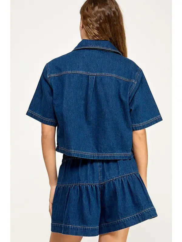 Dark Denim Short Sleeve Top