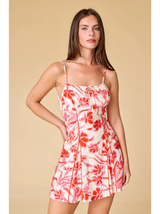 Ada Floral Piped A-Line Mini Dress