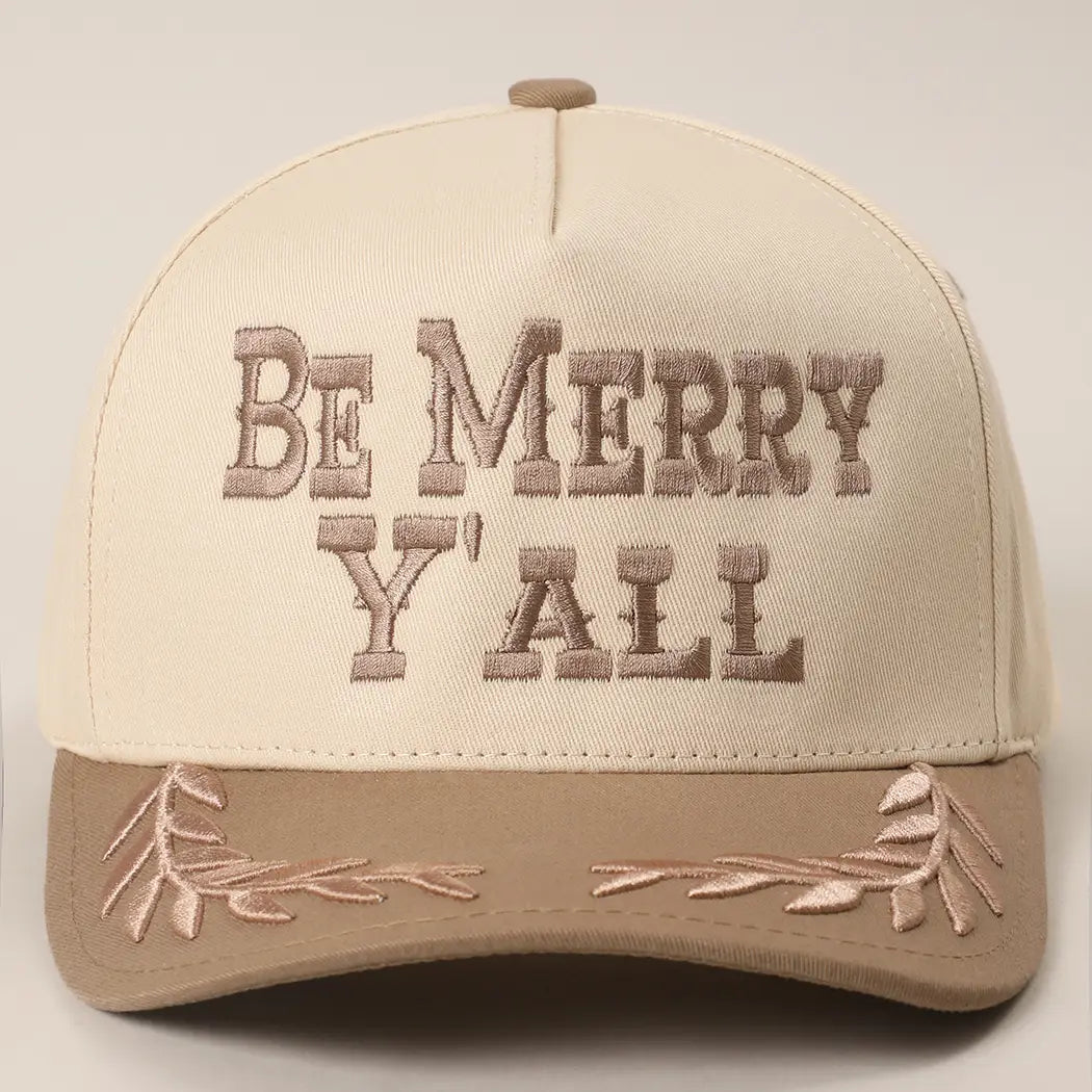 Be Merry Y'all Two-Tone Trucker Hat with Bay Leaf