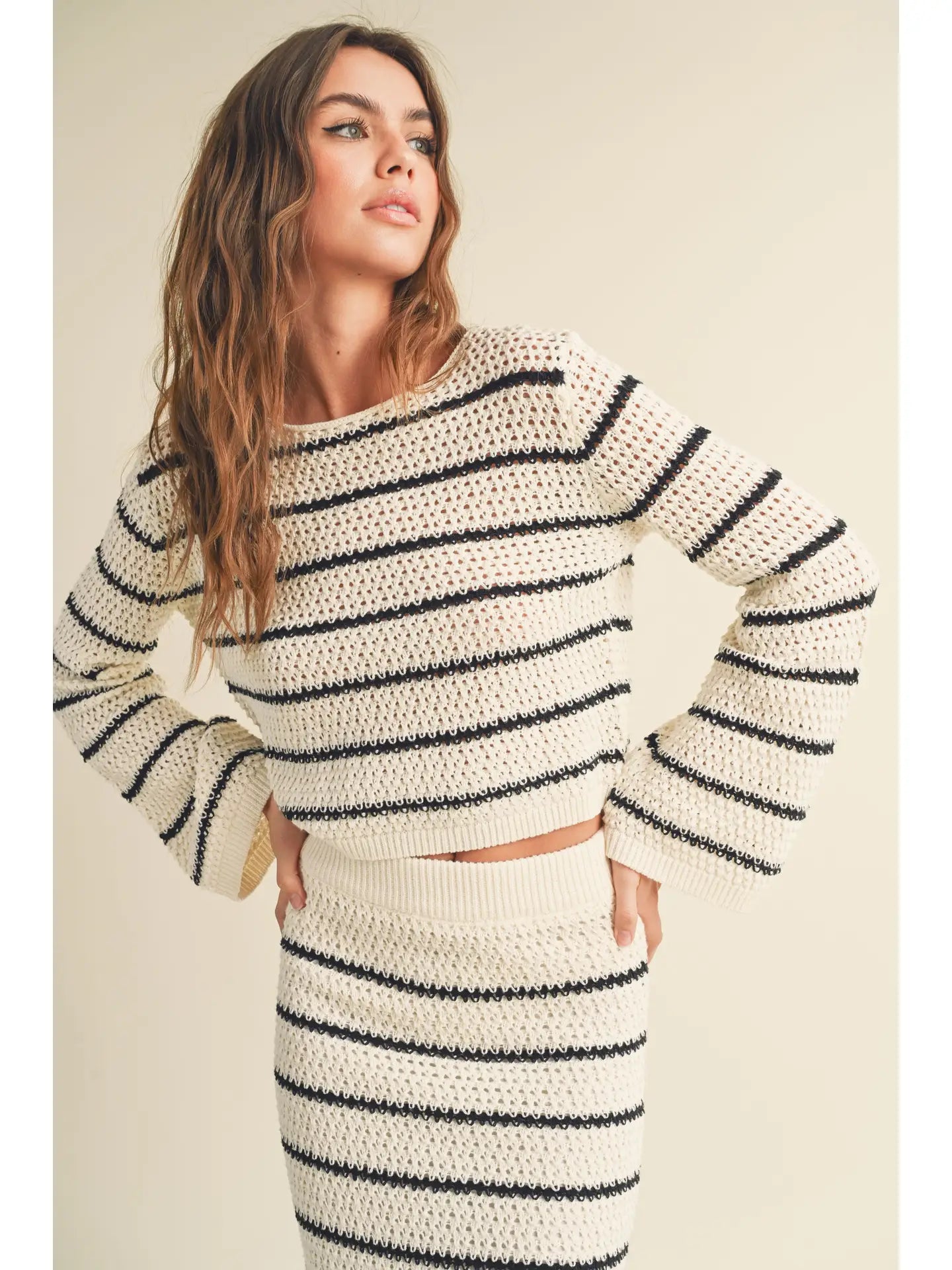 Stripe Knitted Long Sleeve Top