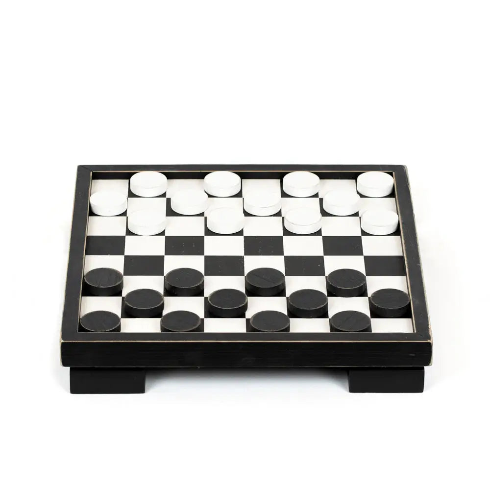 12x12x2 Wood Checker Board Set, W/Storage Games