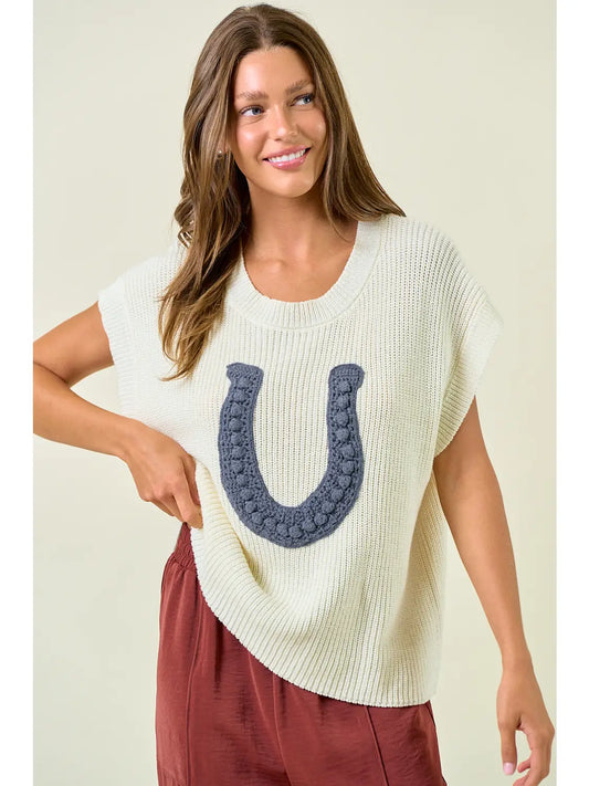 Horseshoe Ribbed Sweater