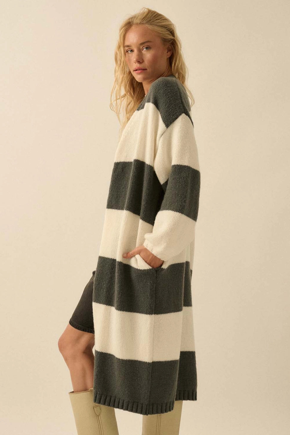 Colorblock Longline Cardigan