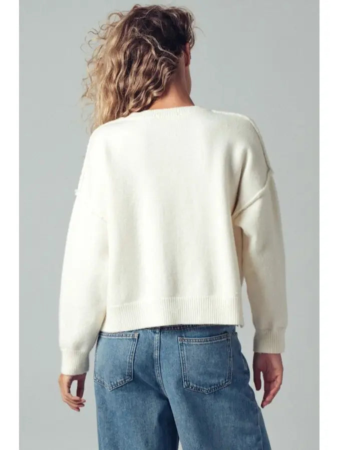 Howdy Slogan Crewneck Knit Sweater