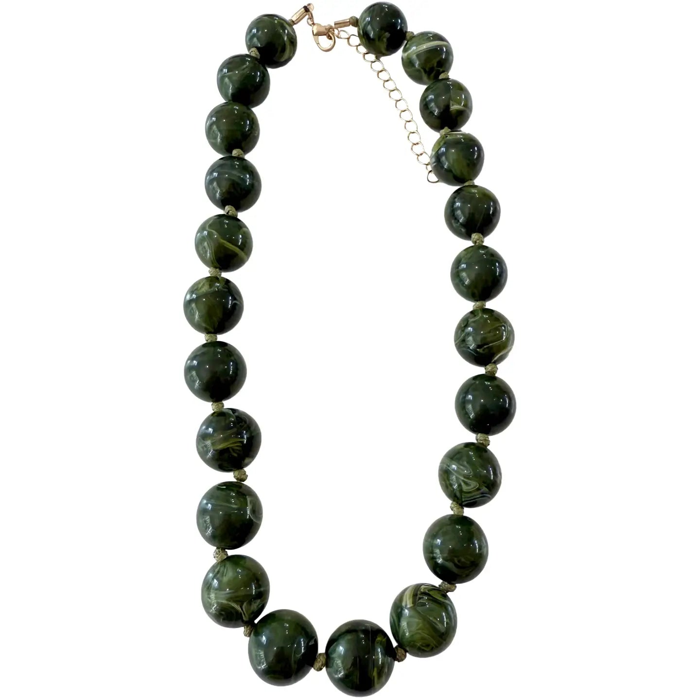 Mabry Chunky Beaded Necklace- Emerald Green