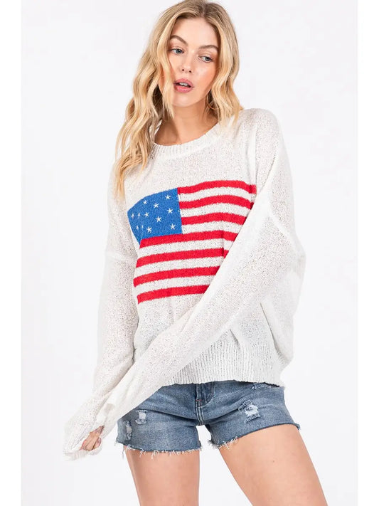 American Flag Sweater Top