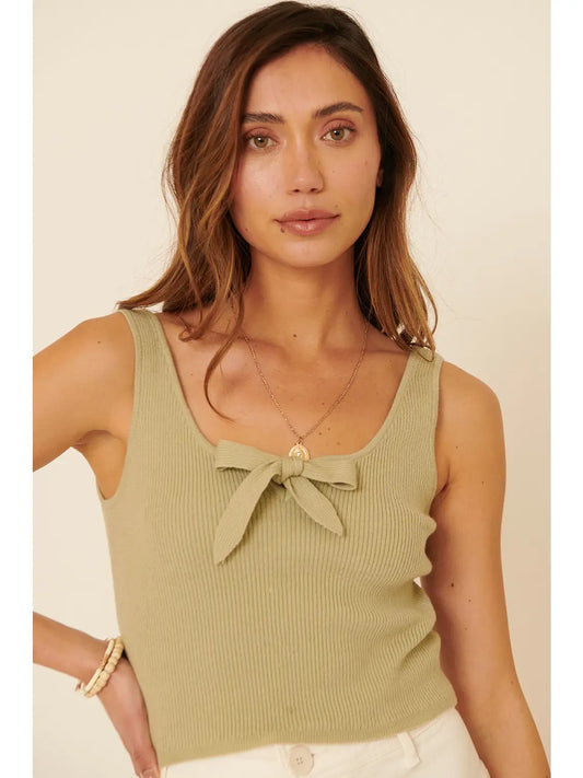 Sage Bow Detail Sweater Top