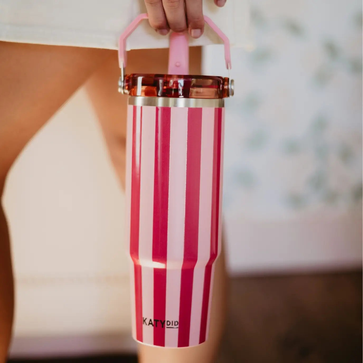 Pink and Wine Striped 30 oz Cabana Tumbler