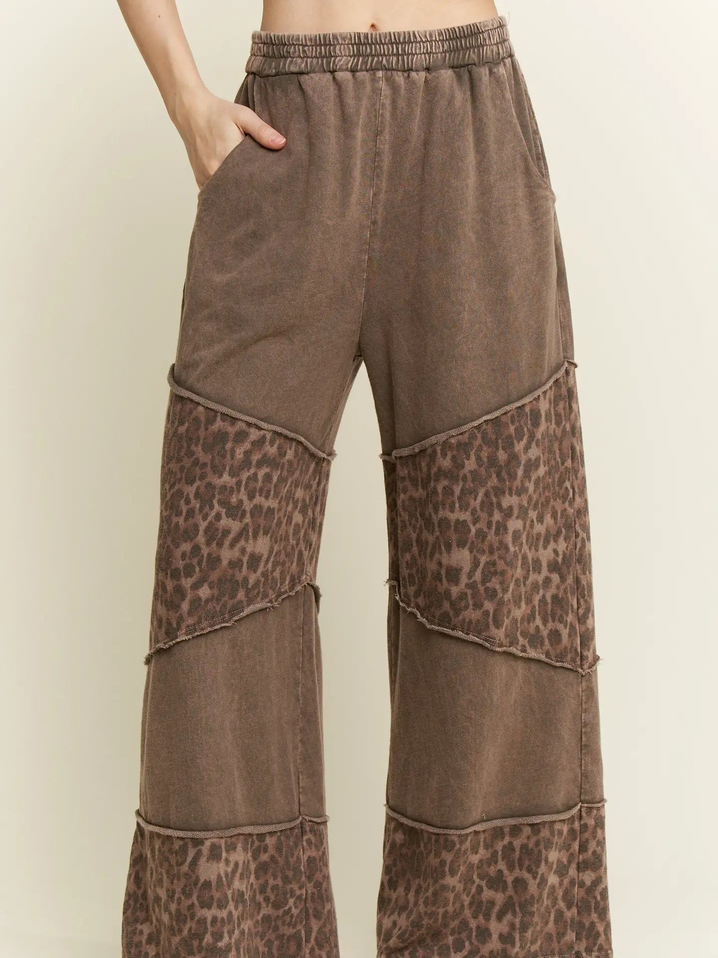 Mineralwashed Leopard Asymmetrical Tier Pants