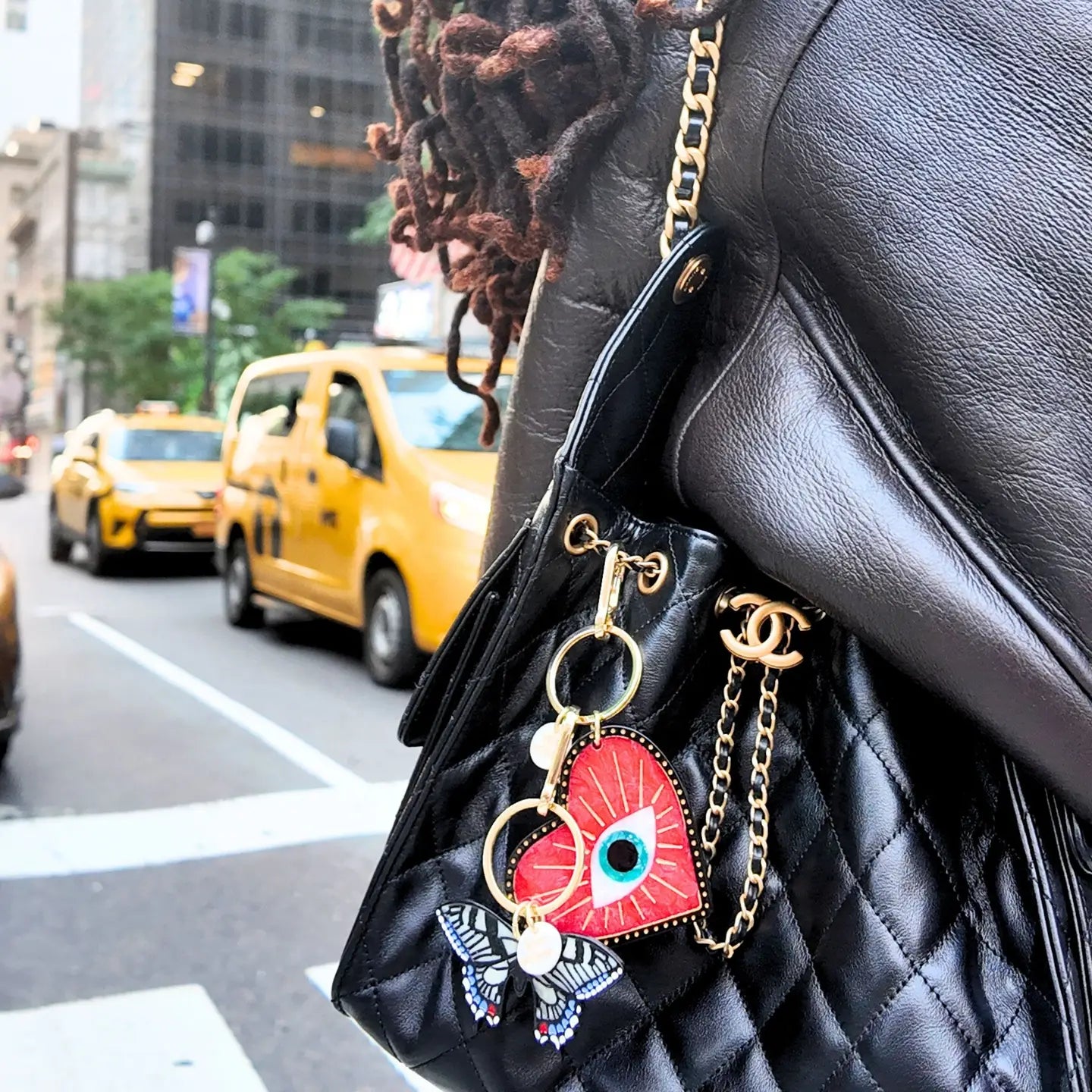 Hand-Painted Lucky Eye Heart Bag Charm + Keychain