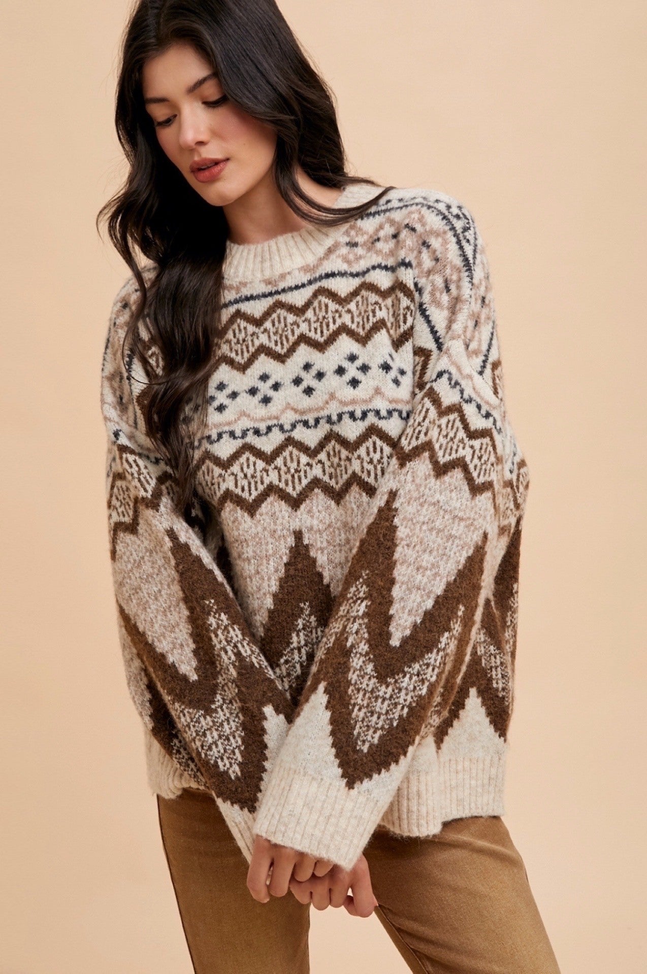 Fairisle Loose Fit Sweater Top
