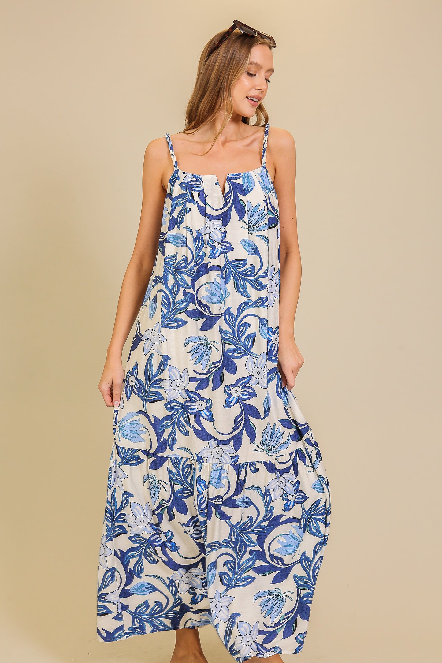 Blue Blooms Maxi Dress