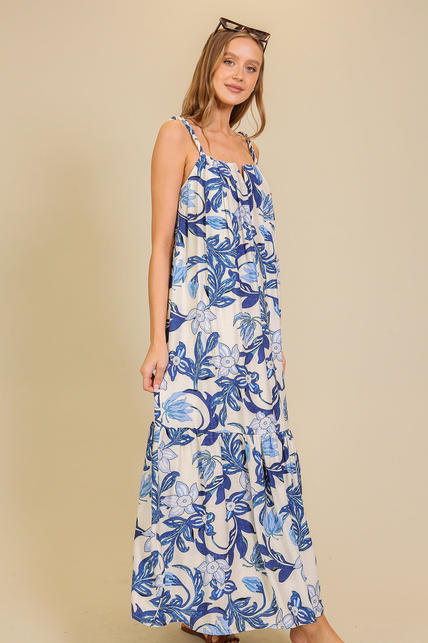Blue Blooms Maxi Dress