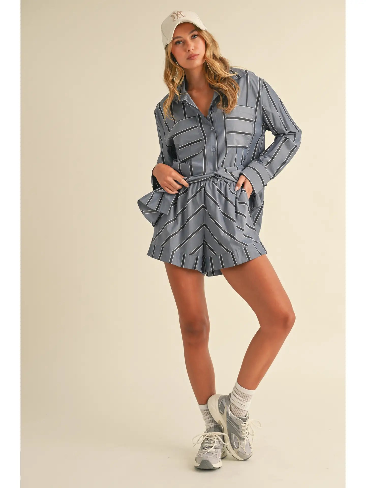 Coastal Navy Striped Button Down Shirt
