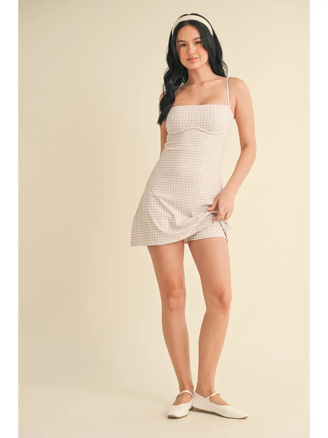 Gingham Print Sweetheart Dress