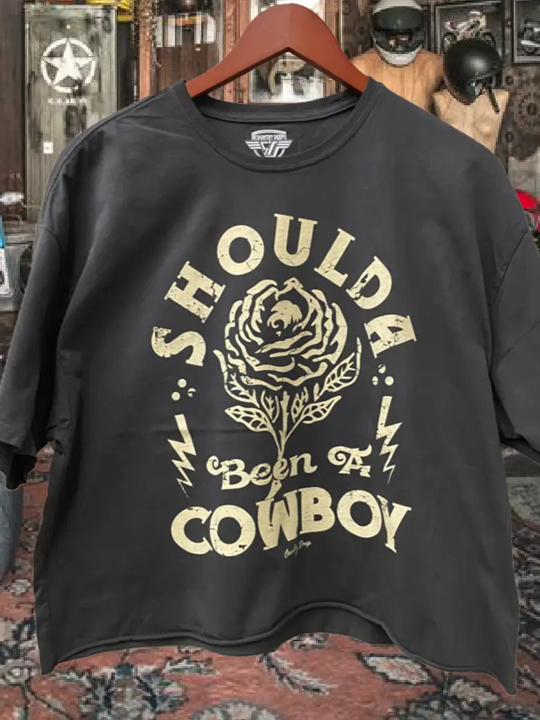Shoulda Been A Cowboy Oversized Cropped T- Shirt