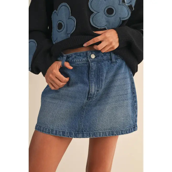 Denim Barrel Mini Skorts