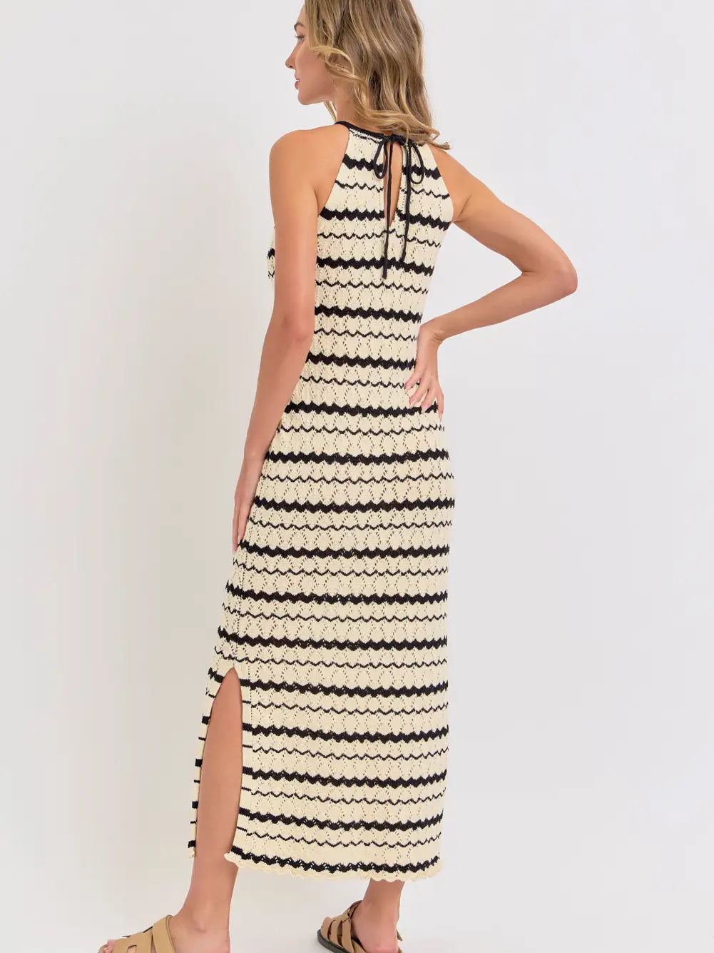 Halter Crochet Knit Maxi Dress