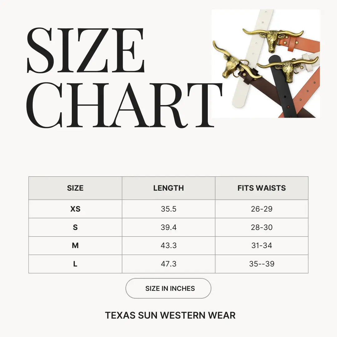 Longhorn Western Belt For Women - Leather Cowgirl Belt
