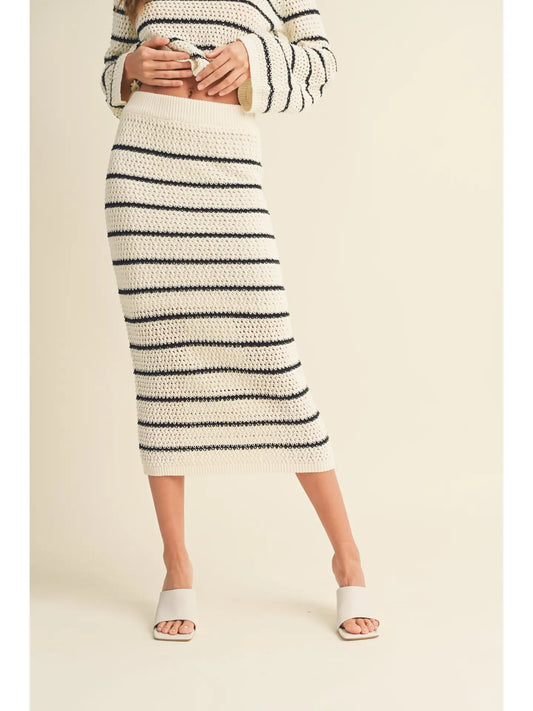 Stripe Knitted Midi Skirt