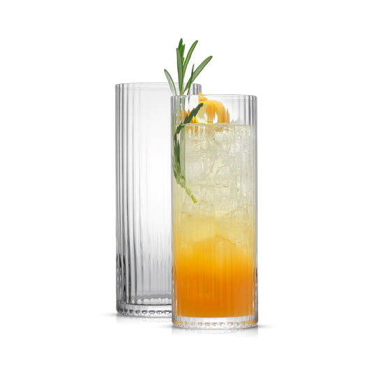 Highball Fluted Juice Tumblers Glass - Set of 2