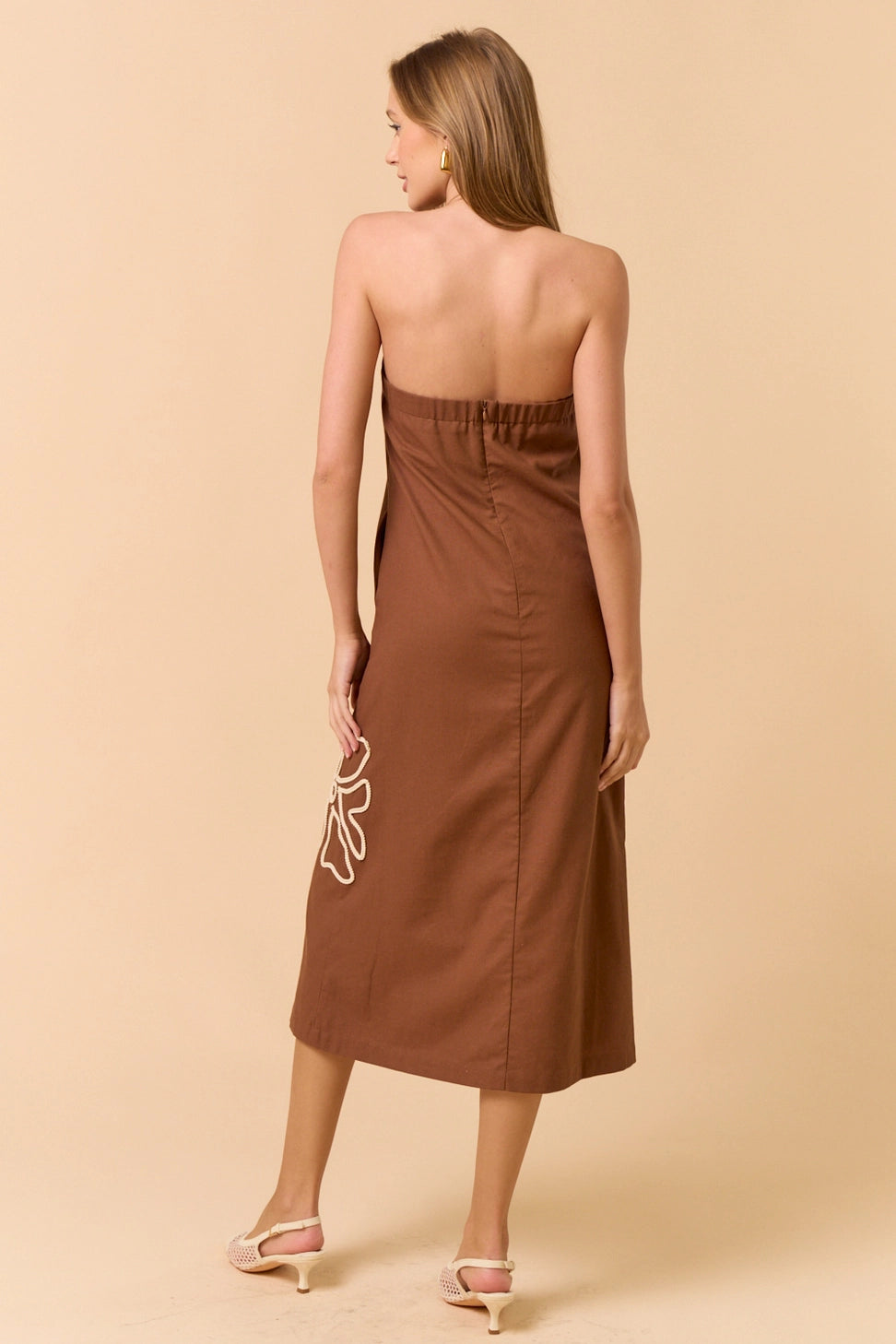 Tube Maxi Dress with Floral Embroidery