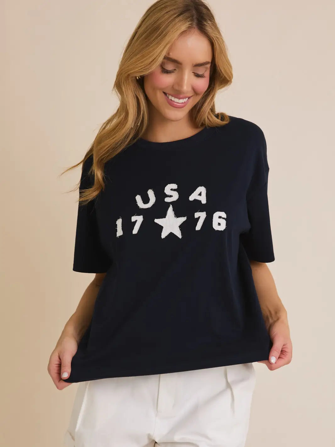 Crew Neck Half Sleeve "USA" T-Shirt