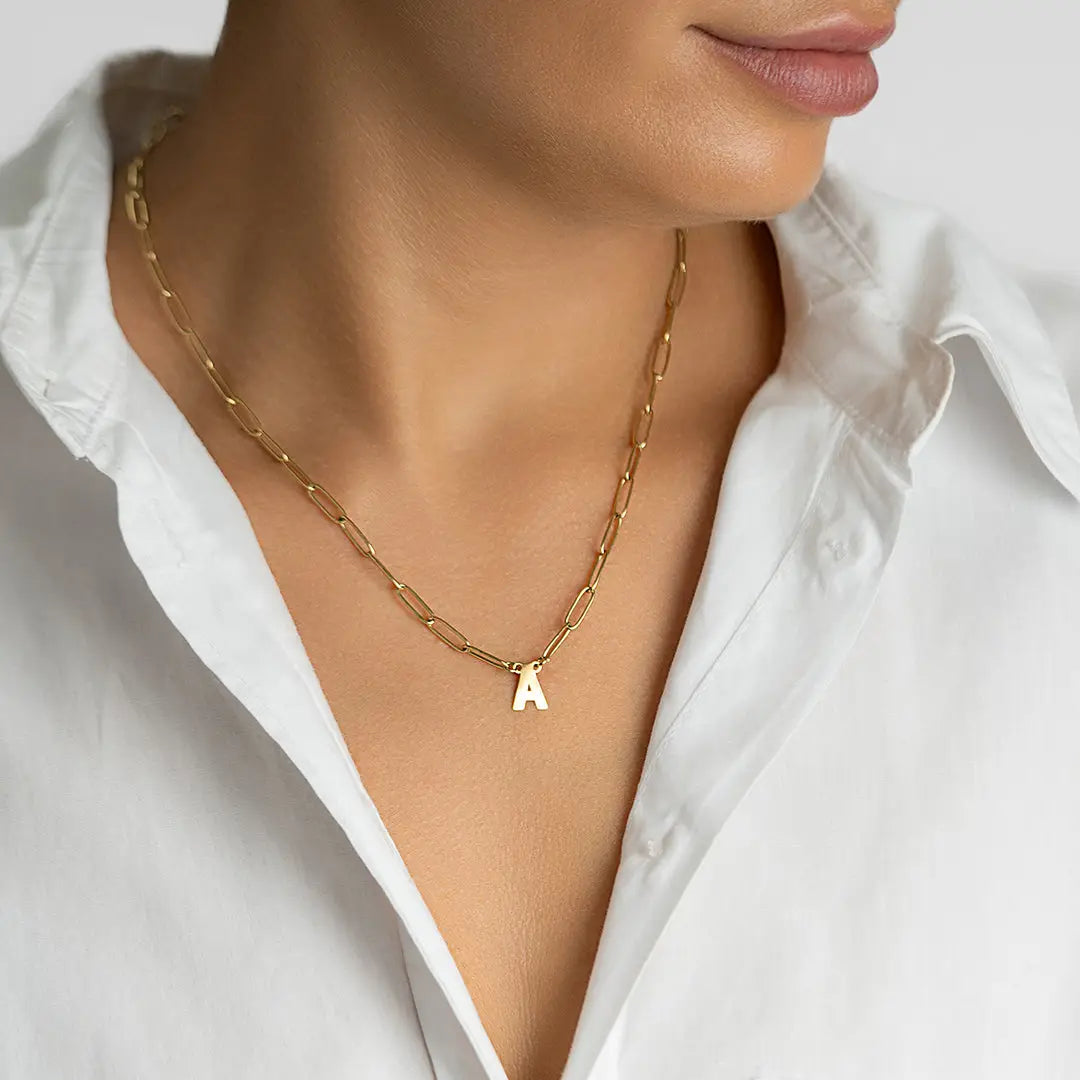 Tarnish Resistant 14K Gold Plated Initial Necklace