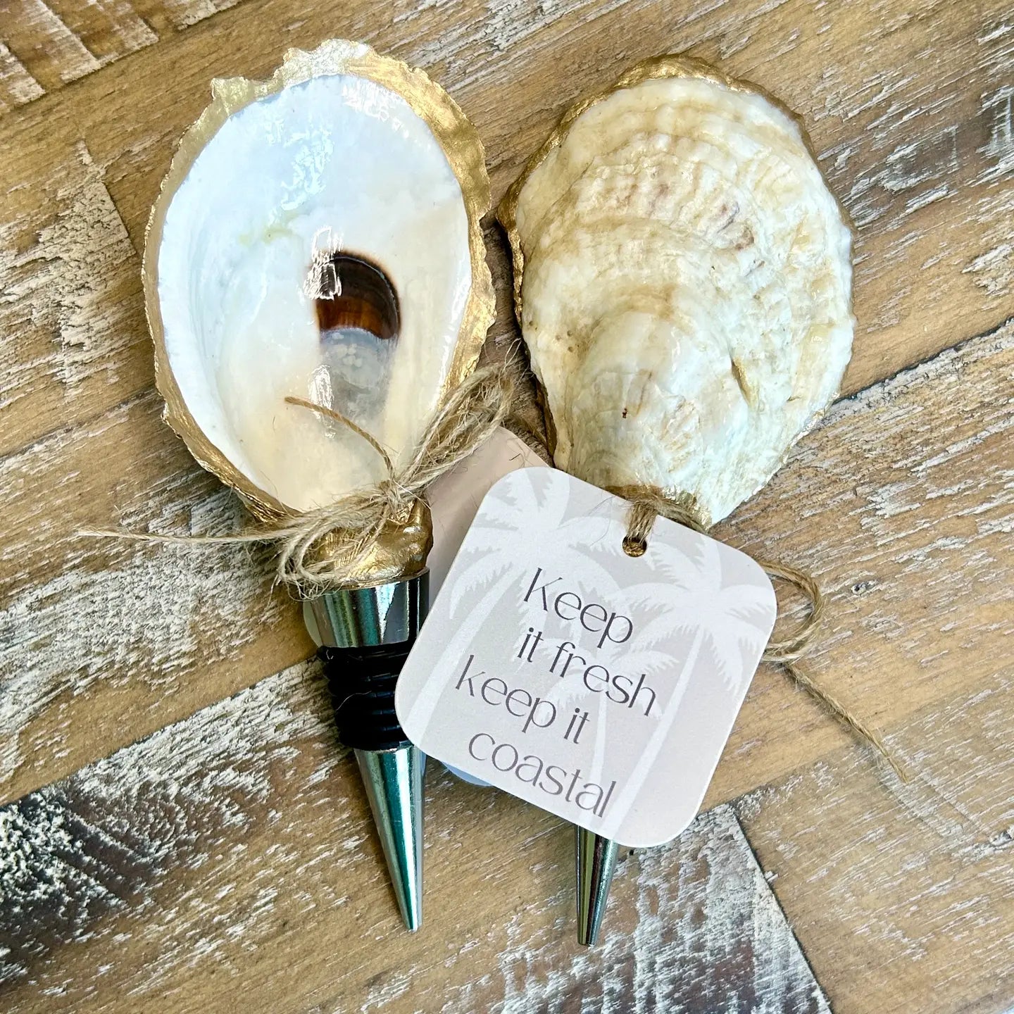 Oyster Shell Coastal Bottle Stopper / Cork