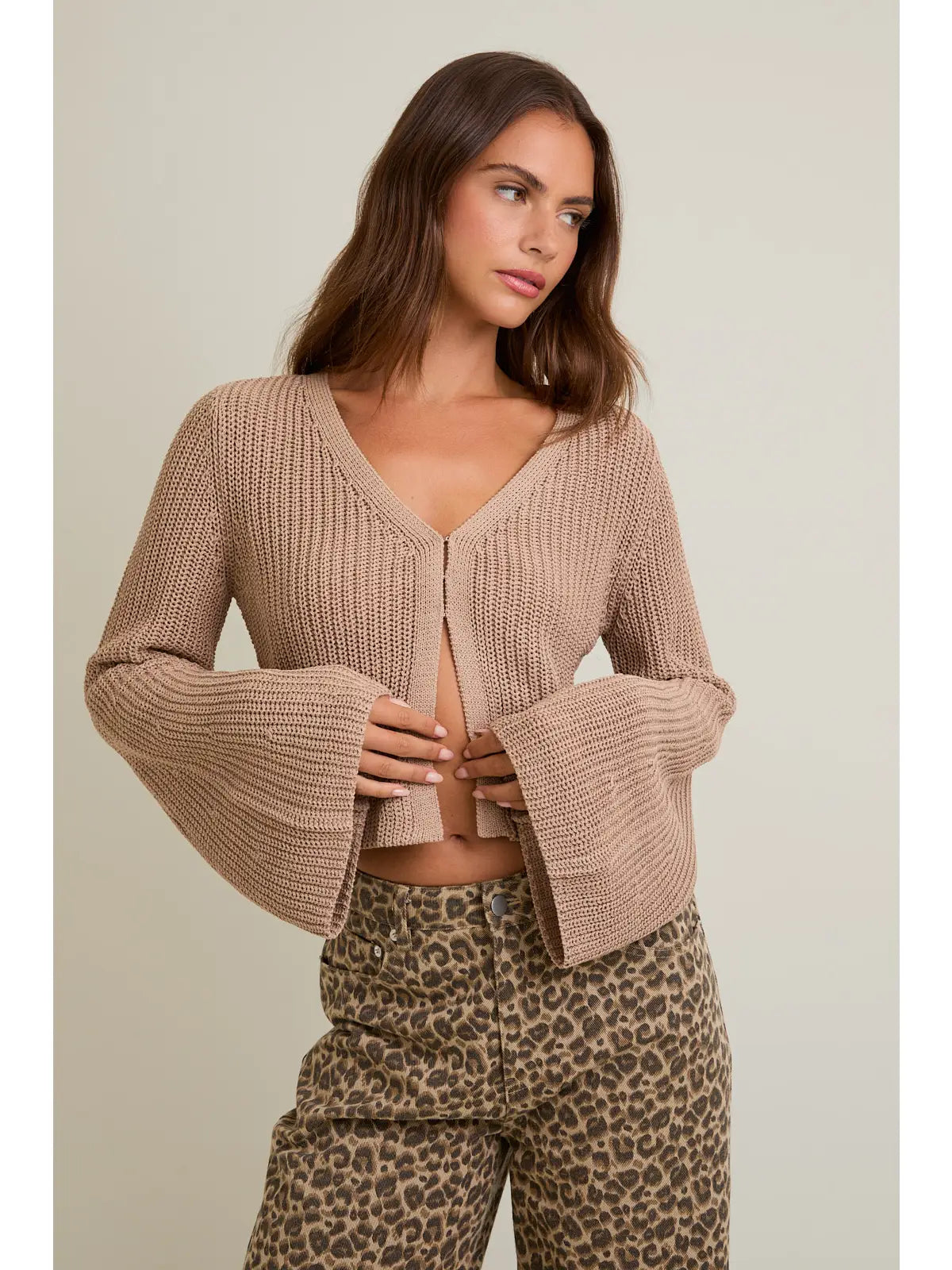V-Neck Bell Sleeve Cardigan