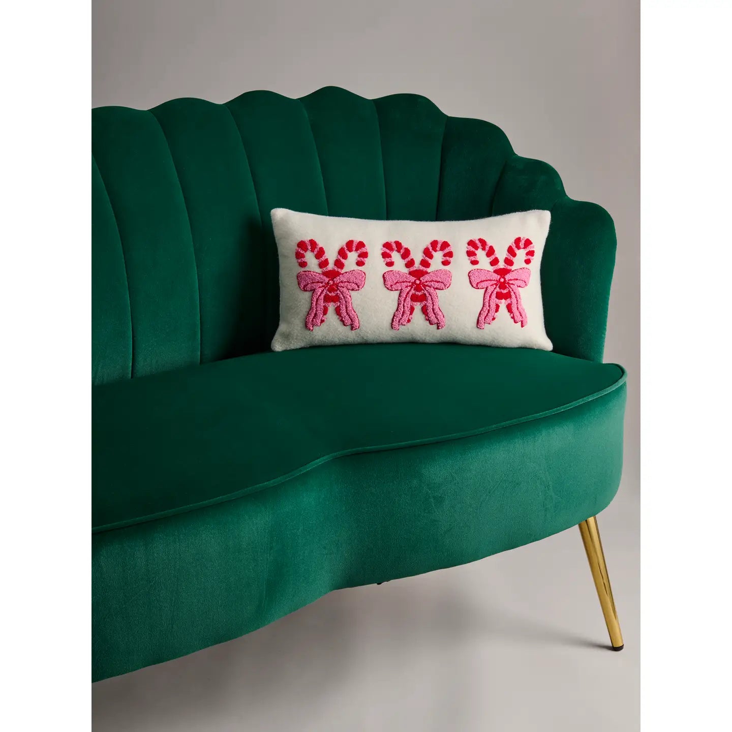 Pretty Candy Cane Pillow,Ivory