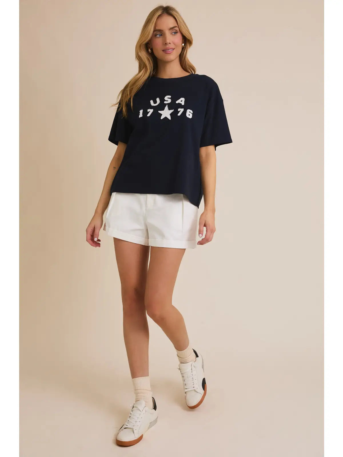 Crew Neck Half Sleeve "USA" T-Shirt