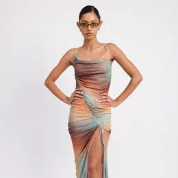 Sunset Mesh Midi Dress