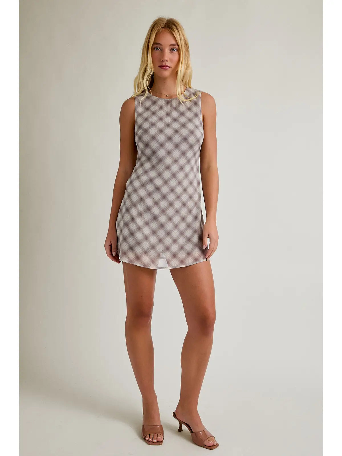 Sleeveless Plaid Mini Dress