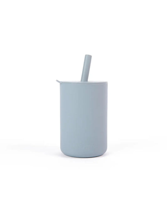 Cloud Blue Silicone Baby/Toddler Cup with Lid + Straw