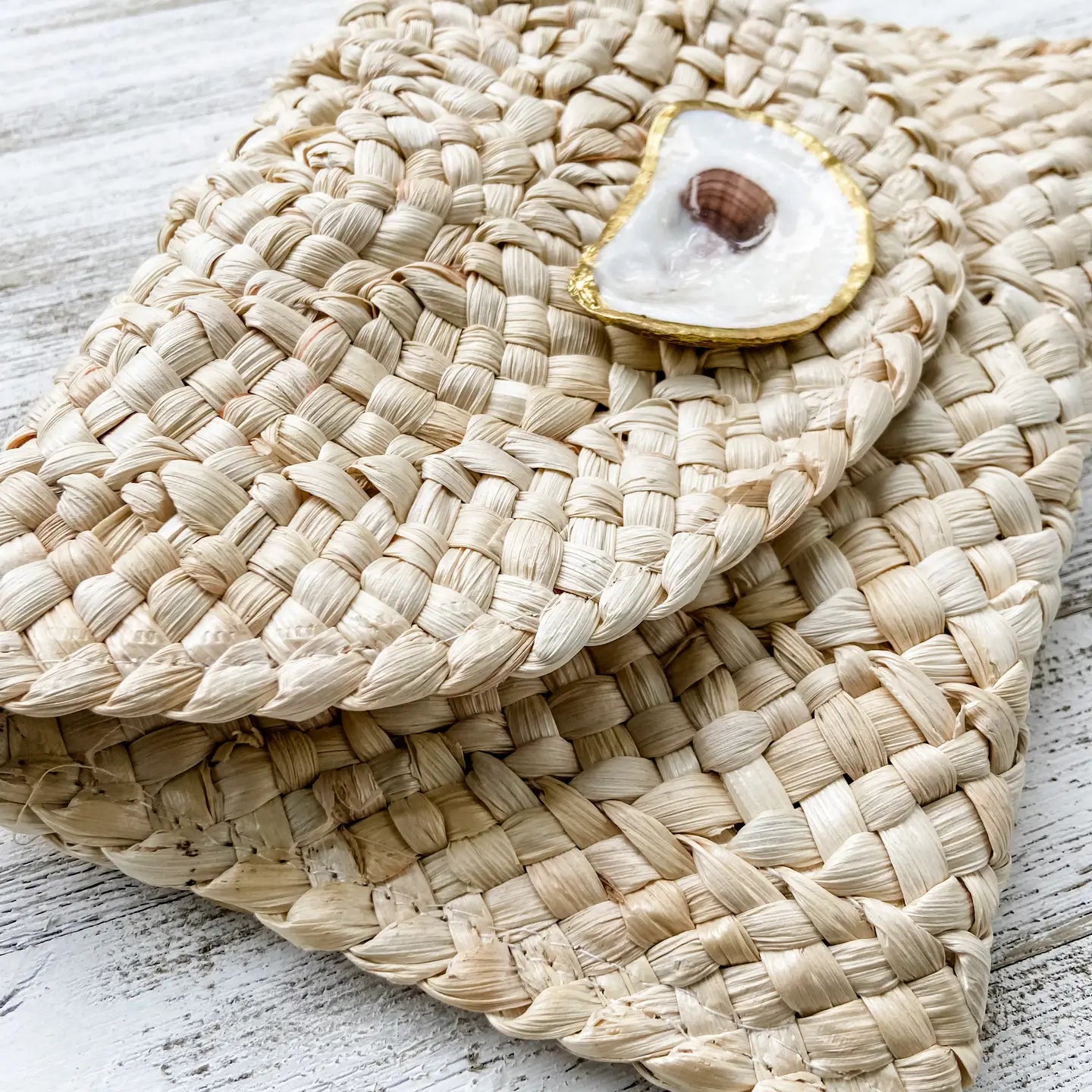 Beige Oyster Clutch