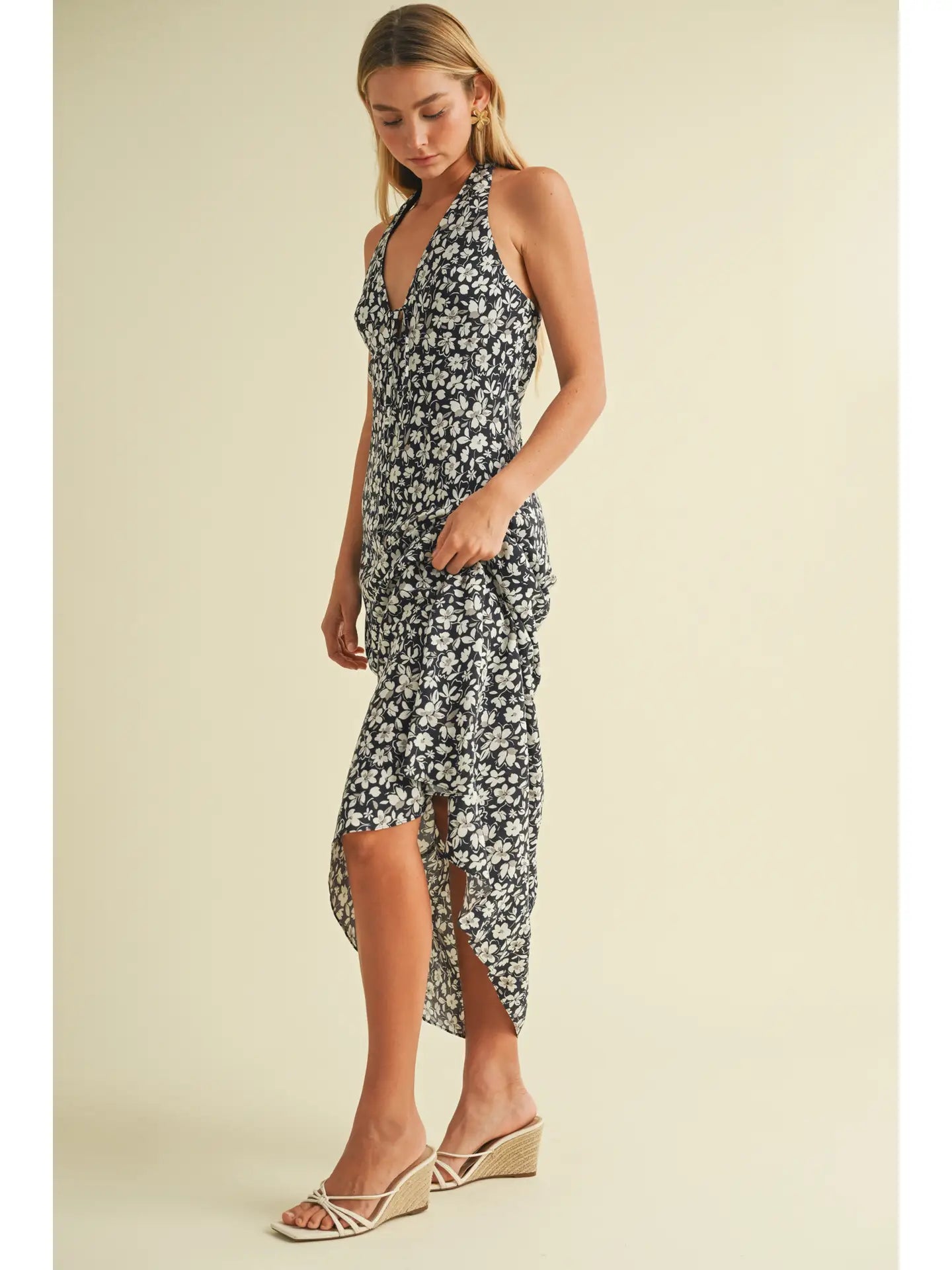 Midsummer Blooms Halter Maxi Dress