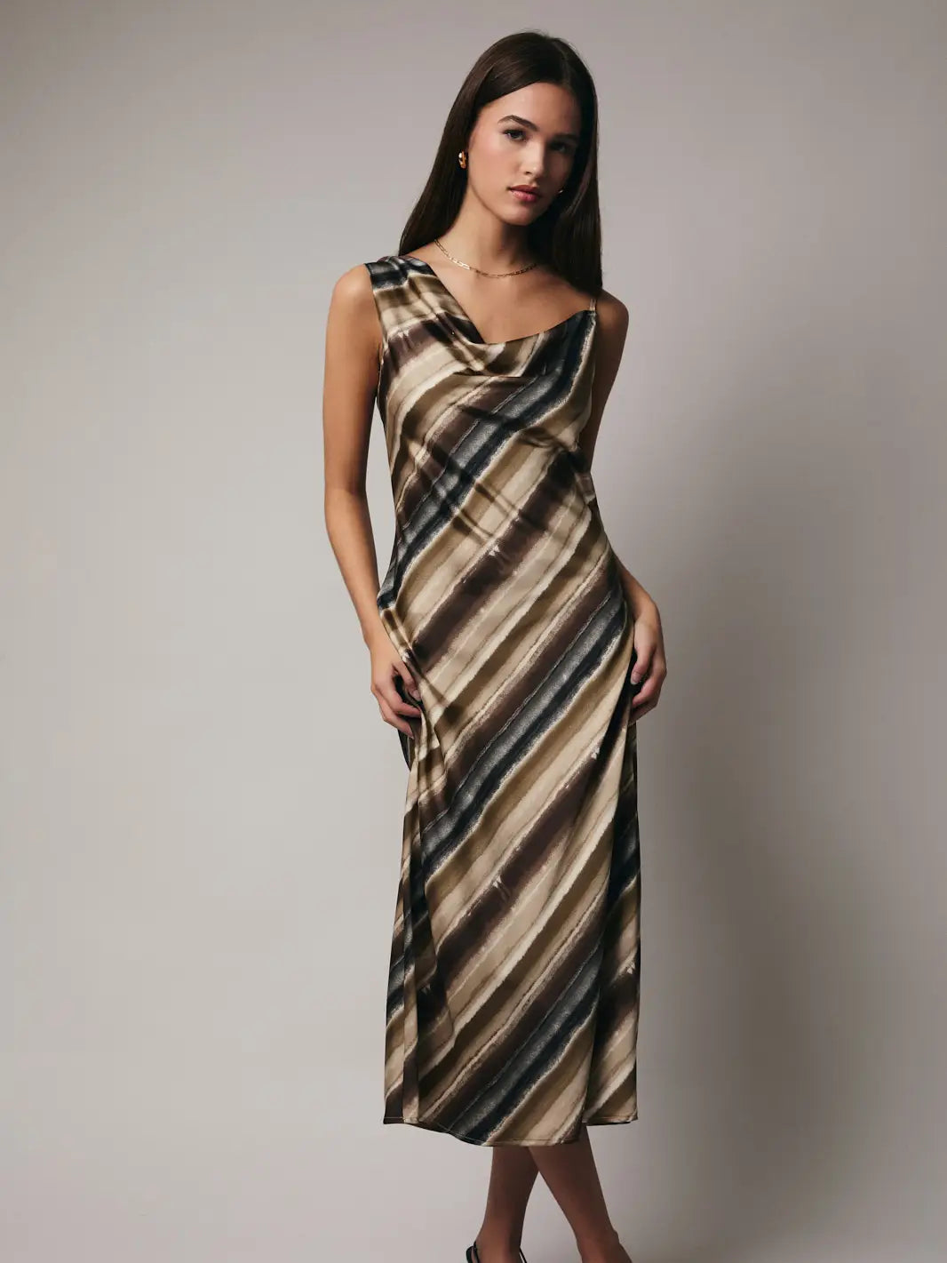 Sleeveless Cowl Neck Slip Dress