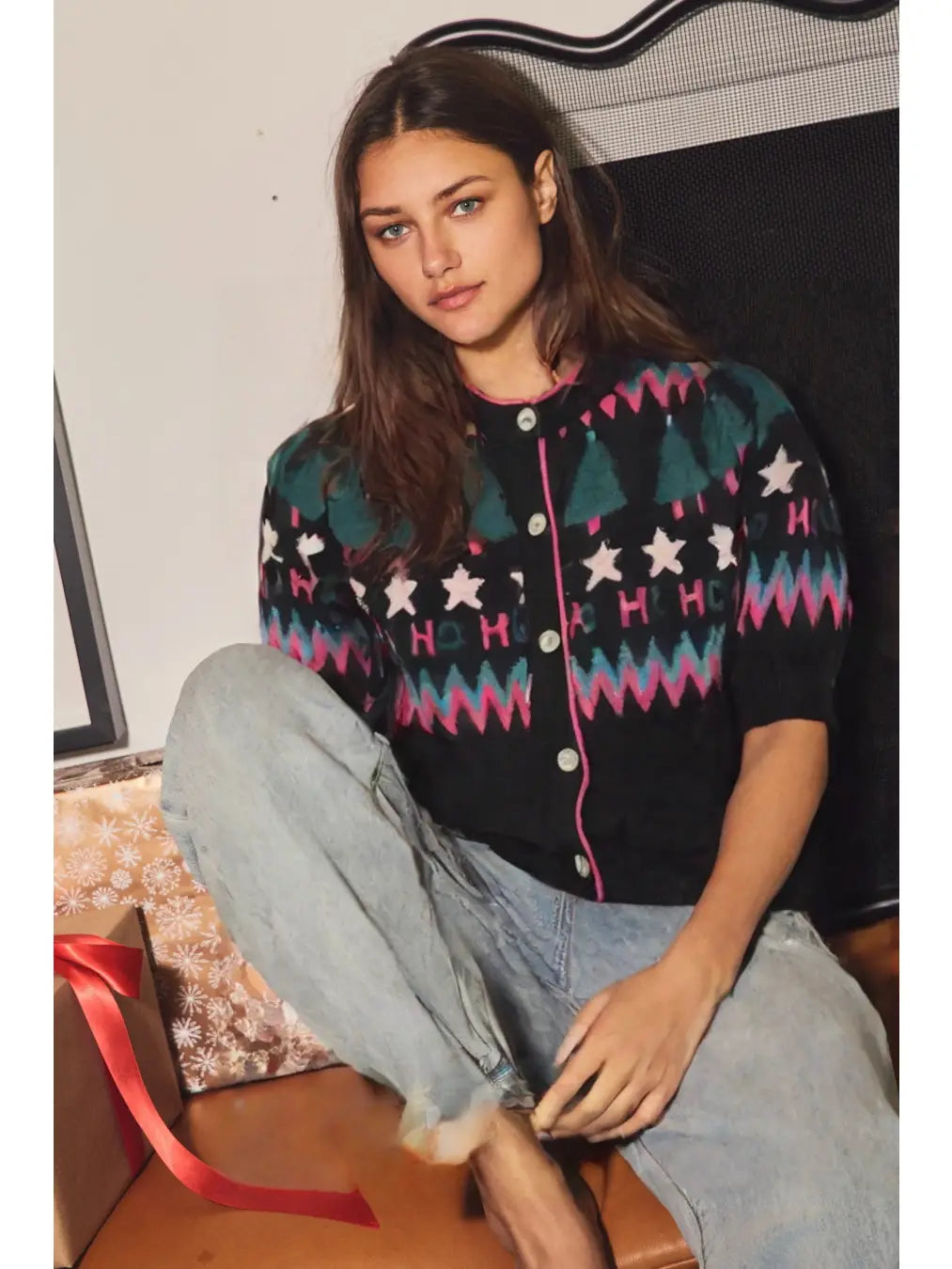 Crew Neck Button Front Cardigan