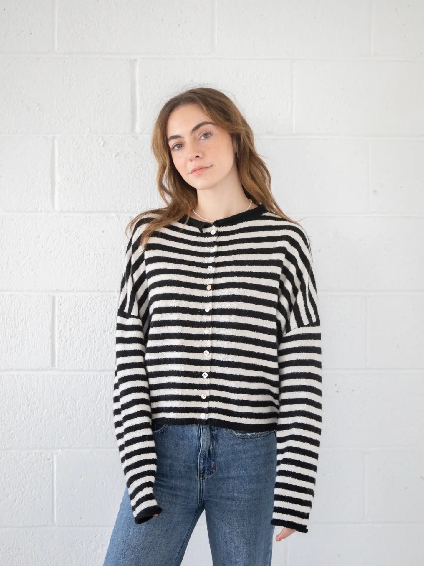 Piper Cardigan - Striped B&W