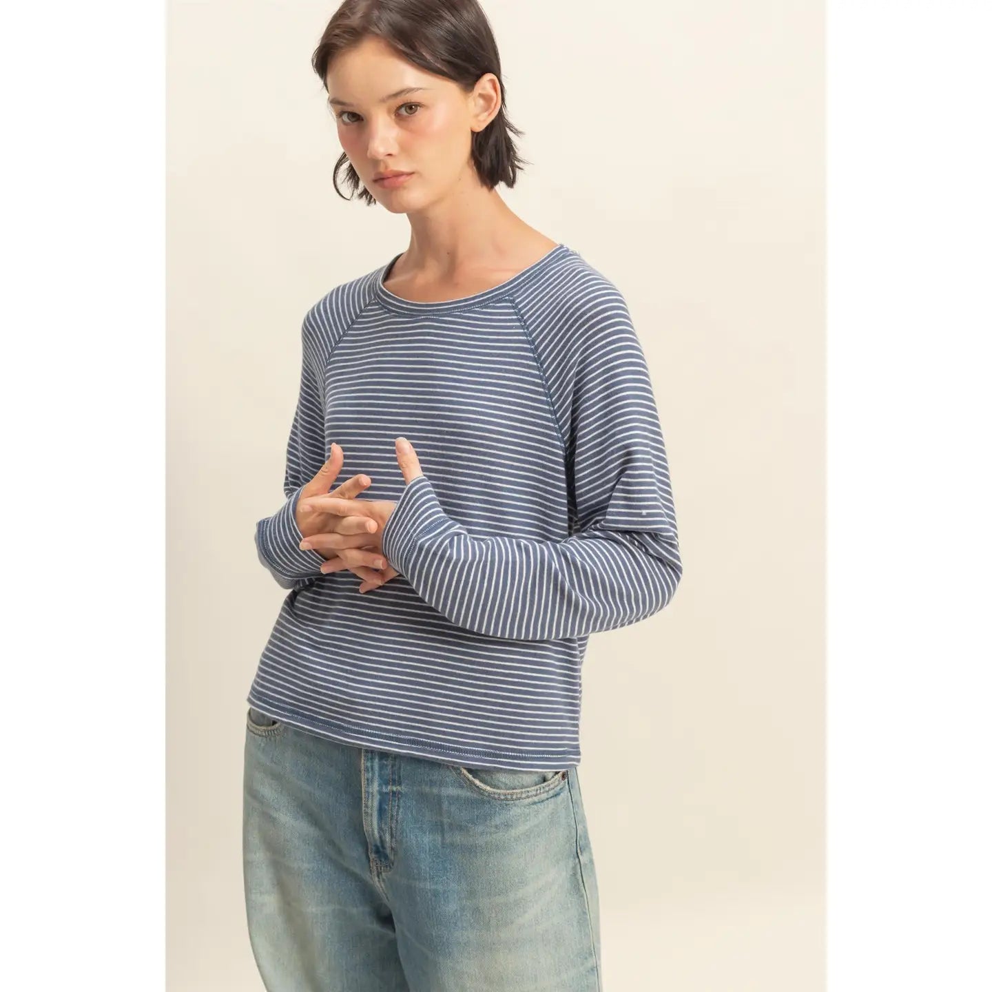 Striped Raglan Long Sleeve Top