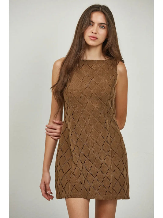 Patterned Faux Suede Dress