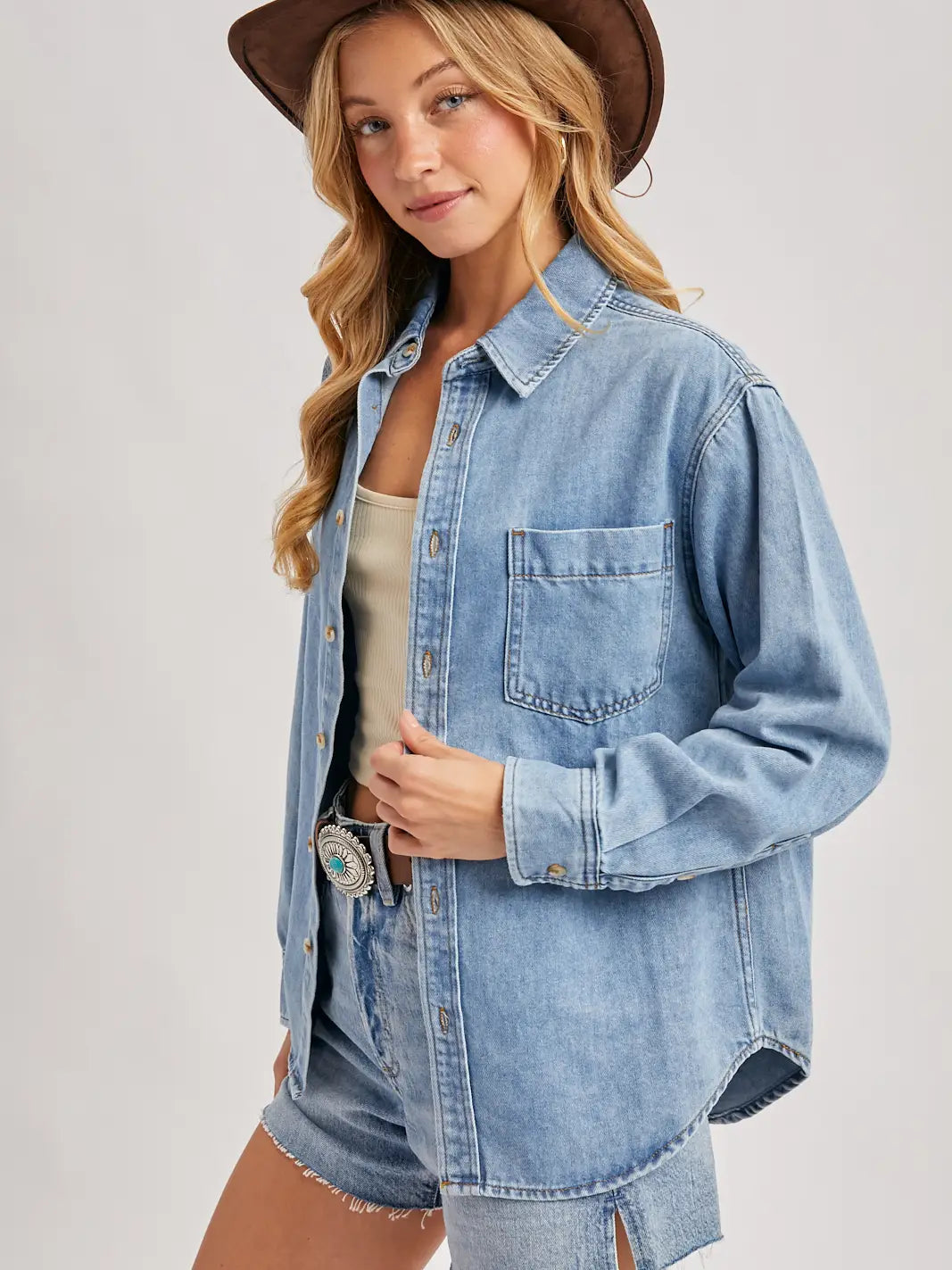 Denim Button Down Oversized Shirts
