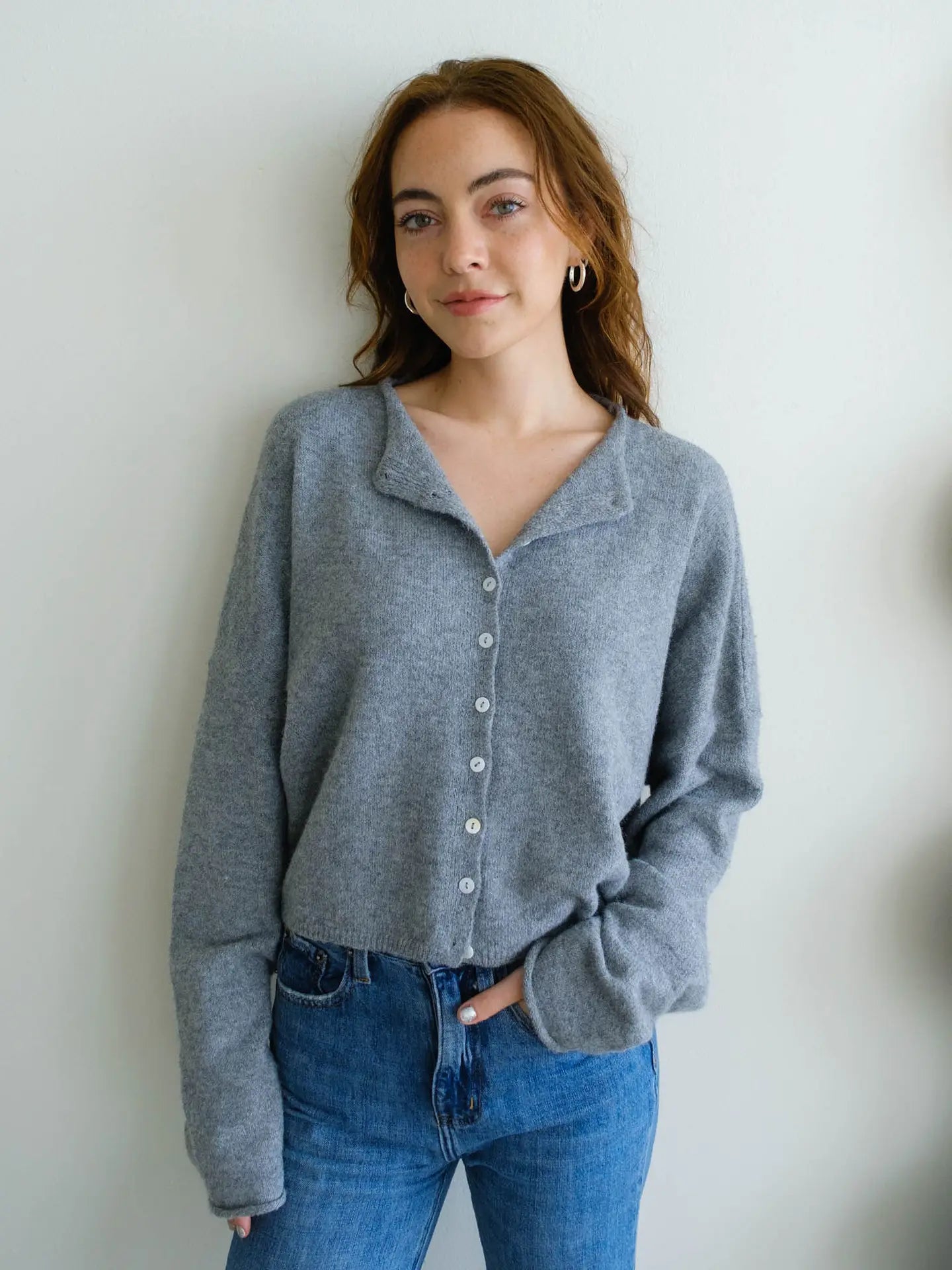 Heather Grey Piper Cardigan
