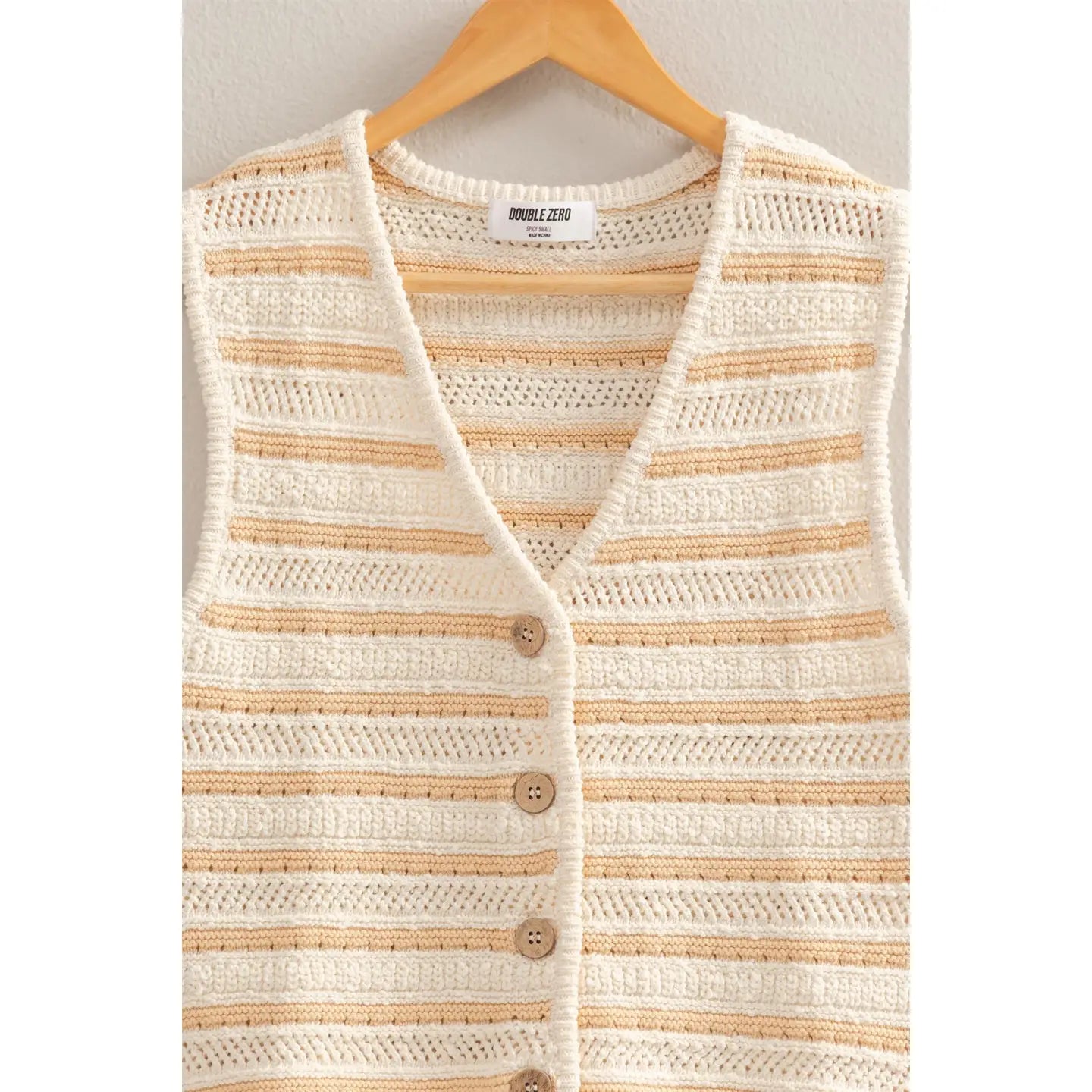 Striped Buttoned Sleeveless Ves